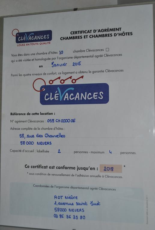 Chambre D'Hotes Le Cadran Des Chauvelles Nevers Exterior foto